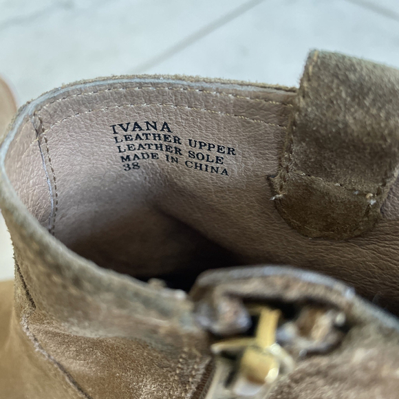 Ash Women’s Ivana Tan Suede Leather Stack Heel Zipper Ankle Boot Euro 38 US 7.5 - Picture 7 of 14